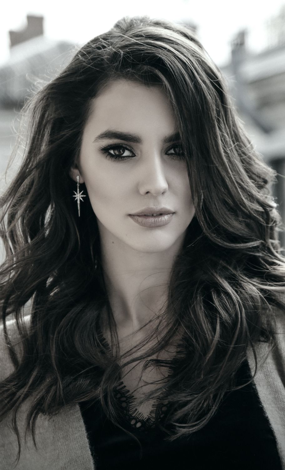 Portrait of a Denver plastic surgery model with flowing hair.