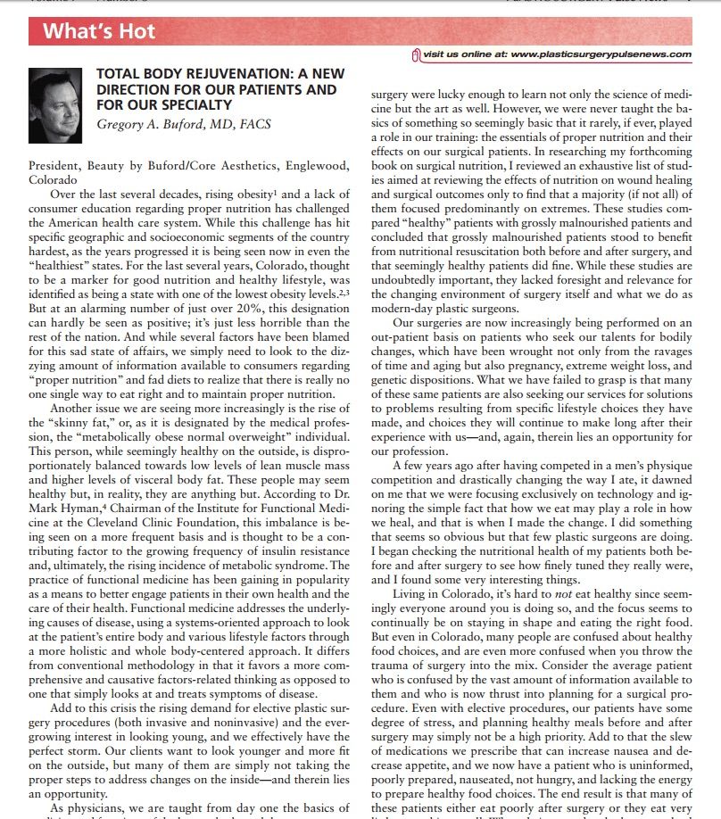 Article on total body rejuvenation and nutrition.