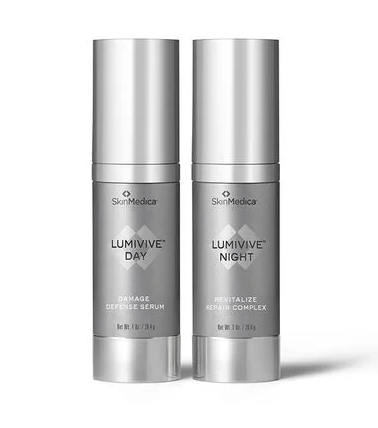 Lumivive Day and Night skincare serums.